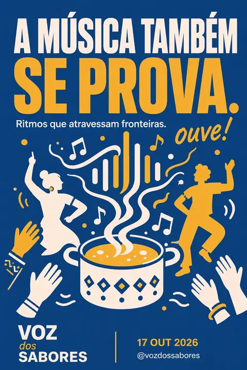 Cartaz do Instagram: «A música também se prova.»