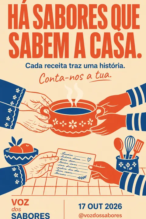 Cartaz do Instagram: «Há sabores que sabem a casa.»