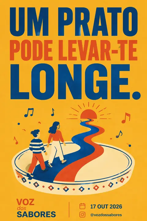Cartaz do Instagram: «Um prato pode levar-te longe.»